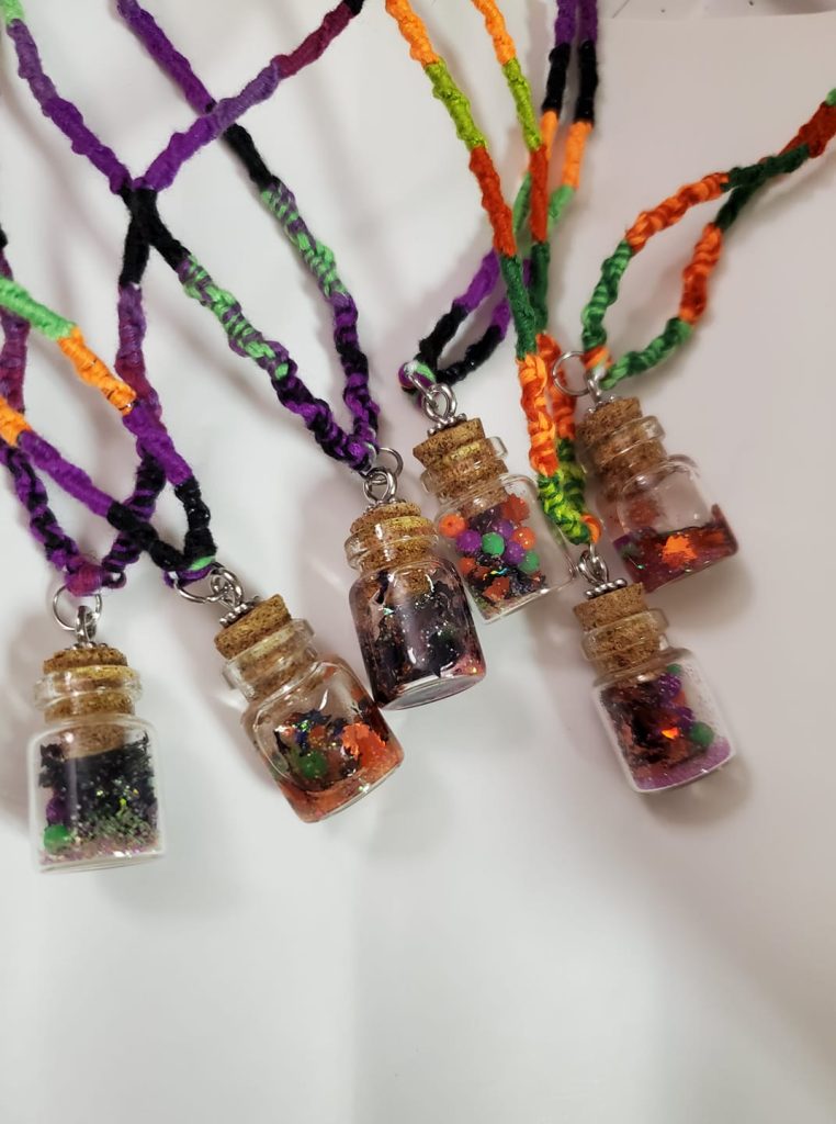 U.V. Reactive Holographic Halloween-In-A-Bottle Chokers